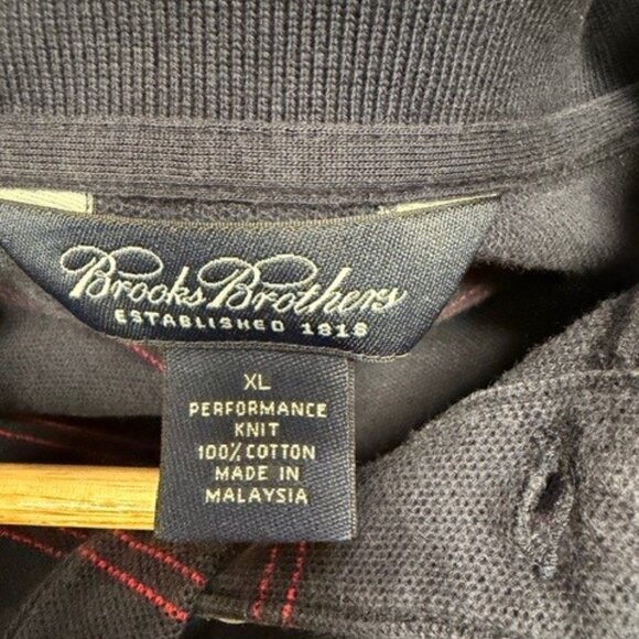 Brooks Brothers XL Navy/Red Striped Cotton Knit Long Sleeve Polo Shirt - Picture 4 of 5